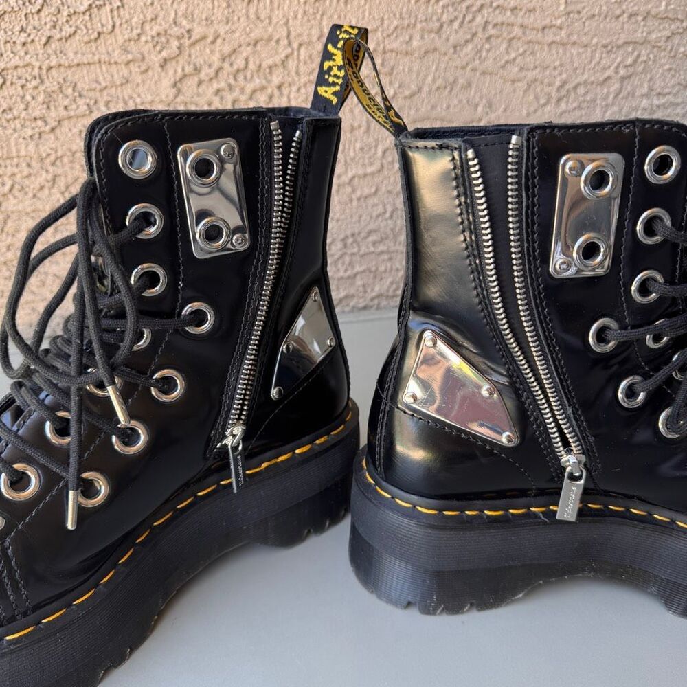 Dr. Martens Jadon Max Rebel Platform Boots Womens 10 Metal Plate Black Leather - Picture 10 of 16
